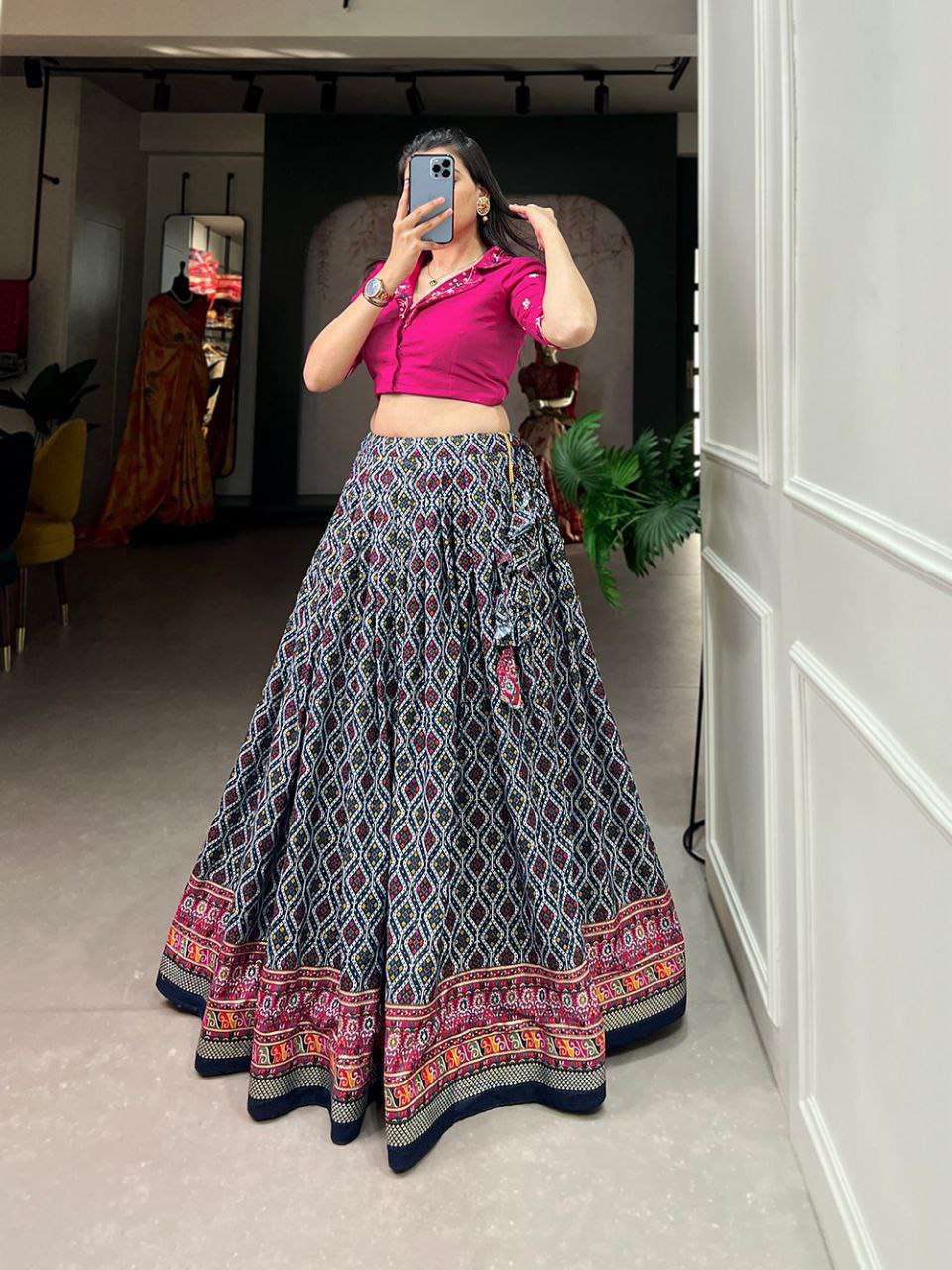 Women's Printed Ethnic Lehenga Choli Set with Embroidered Blouse ? Stylish Festive Wear